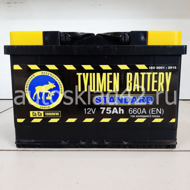 Аккумулятор ТЮМЕНЬ STANDART 75Ah 12V 660A о/п (278*175*190) Ca/Ca